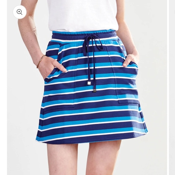 HATLEY Christine Skirt - Deep Water Stripes M - Picture 1 of 5